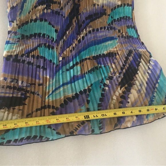Nicola Multicolor Stretchy Top-Pleated-Puffy Sleeve-M- Sequins-Purple Brown Teal - Picture 8 of 15